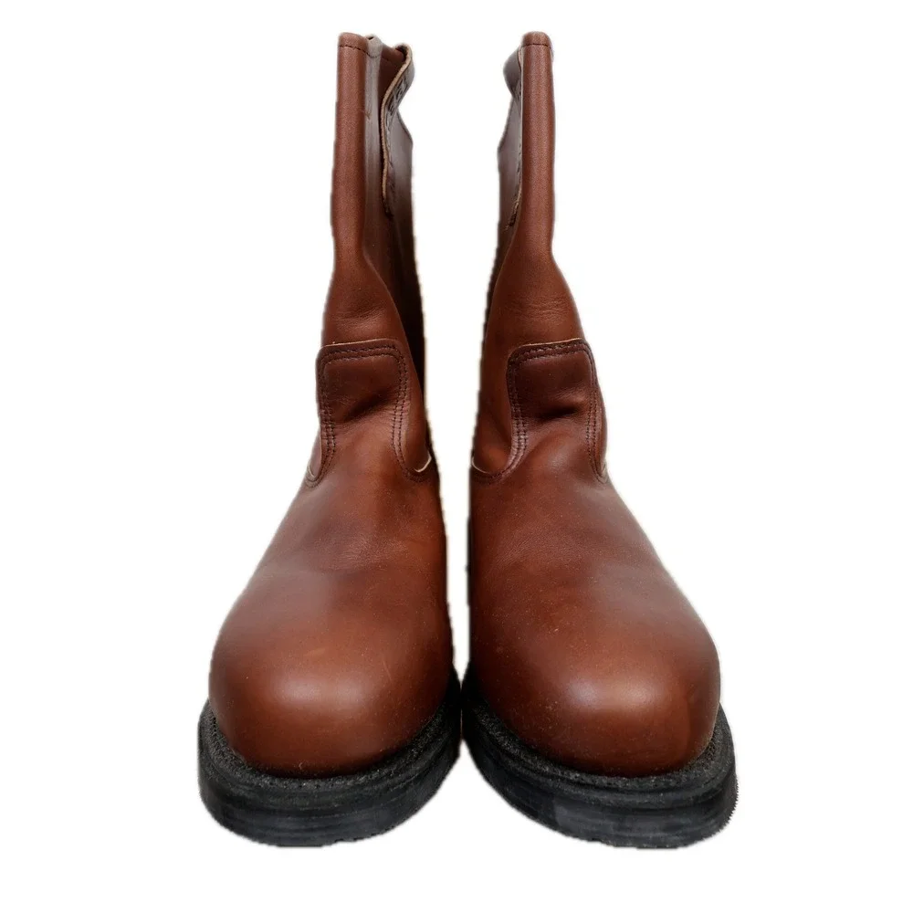 Red Wing Pecos 2214 Boots Mens 11 Brown Leather Steel Toe Pull On Made in USA